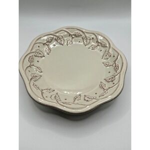 Longaberger Vintage Vine Cream Candle Holder 6 5/8" Pottery Plate 71348